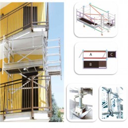 Ponteggio per balconi h base 2,50mt 150kg portata in alluminio mod. BALCO2 STP CE D.LGS. 81/2008 art. 140