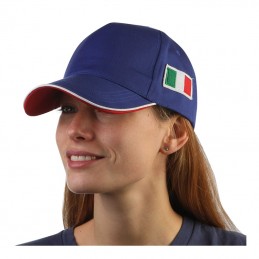 Cappello estivo con visiera 100% cotone taglia unica bandierina ITALIA laterale Logica K18144