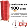 Confezione da 100 pezzi Transenna stradale parapedonale rossa 100x195cm 13kg impilabile zampe ruotabili banda rinfrangente