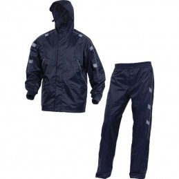 Completo da pioggia giacca e pantaloni 100% poliestere rivestito PVC Cappuccio fisso Deltaplus LIDINGO