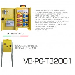Quadro elettrico PRIMARIO LED 6 PRESE 400V-220V FUNGO P6T32001 portatile  cantiere vetroresina CE dichiarazione conformità UE
