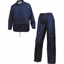 Completo da pioggia giacca e pantalone 100% poliestere rivestito PVC Cappuccio fisso Deltaplus EN400