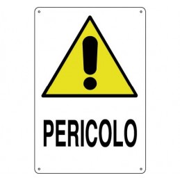 Segnale da cantiere PERICOLO con disegno TRIANGOLO GIALLO ! in KPL misura 40x60 cm fig. 9066 per ponteggi e recinzioni