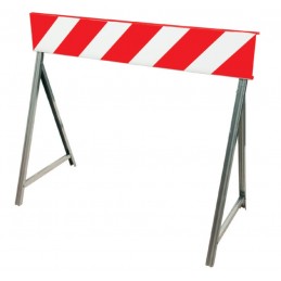 Barriera di delimitazione stradale normale con zampe strisce bianco rosse 20x150 cm certificata classe 1 fig.392